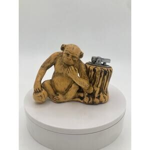 Vintage Monkey Table Lighter with Prince Insert – 1970s Novelty Decor